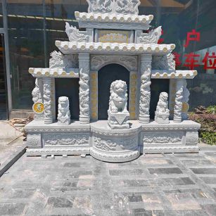 成都芝麻白中国黑石材套墓 花岗岩墓碑