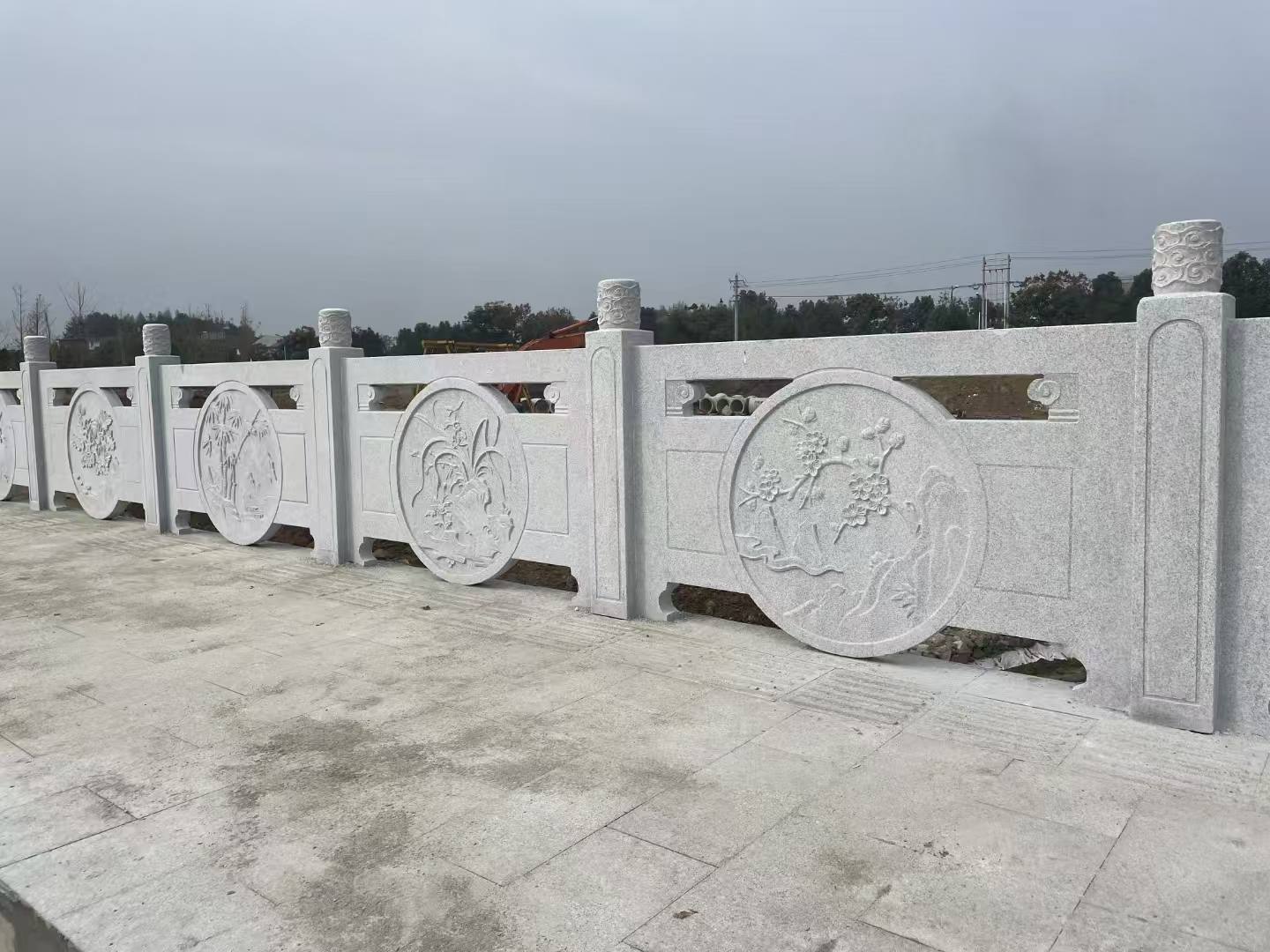 成都芝麻白河道栏杆 石材栏杆